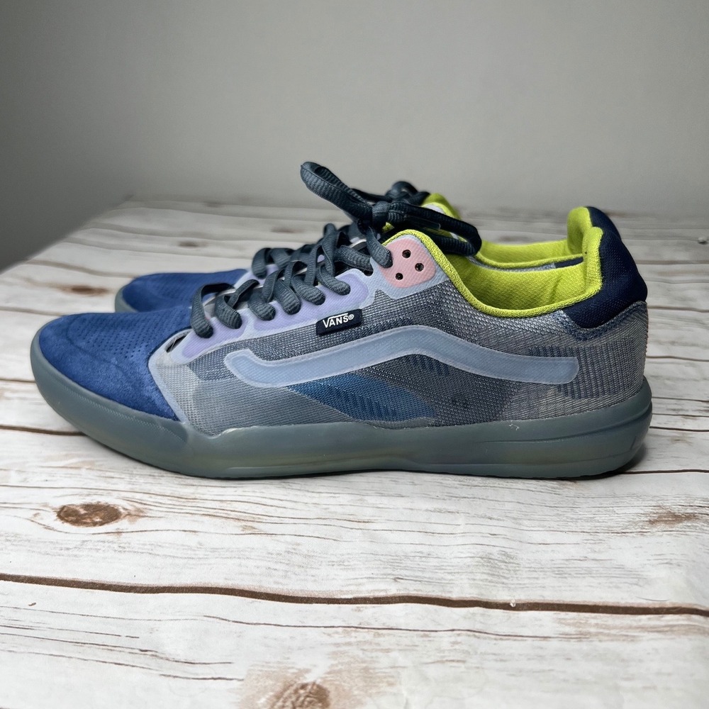 Vans EVDNT UltimateWaffle Blue Grey Lime Green Skate‎ Sneakers Size 11